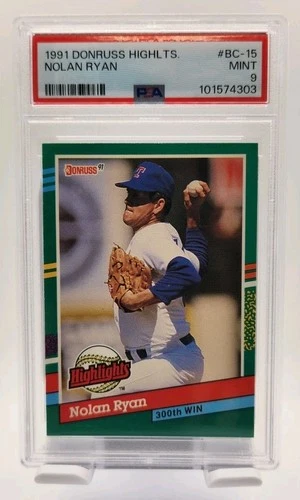 Nolan Ryan 1991 Donruss Bonus Cards #BC-15 PSA 9 MINT - Texas Rangers HOF