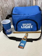 Bud Light Soft Sided Cooler Holds 6 Cans with Cup & Opener FREE SHIPPING