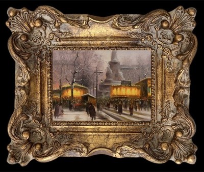 Gerahmtes Original Ölgemälde auf Leinwand Paris Weihnachten vom Künstler gelistet