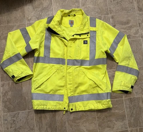 Carhartt Hi-Vis Reflective Safety Work Jacket Yellow/Black Sz M Class 3 Level 2 video thumbnail