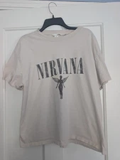 NIRVANA H&M Woman's 2023 PRINT T-SHIRT SIZE LARGE Beige 