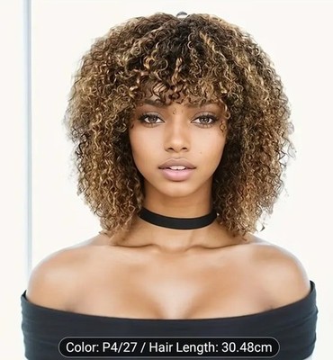 200 % DICHTE PERUANISCHE REINE ECHTHAAR AFRO VERSAUTE LOCKIGE 12 ZOLL PERÜCKE HERVORGEHOBEN