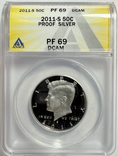2011-S Silver Proof Kennedy Half Dollar - ANACS PF 69 DCAM - New Holder