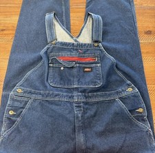 Dickies Size Large Blue Bib Overalls Denim Workwear Mens