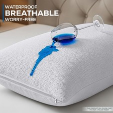 Utopia Bedding Set of 2 Waterproof Pillow Protectors with Zipper Body Size,...