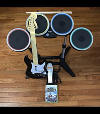 Microsoft Xbox 360 Rock Band 2 Bundle w/ Game, Guitar Controller & Drum Set