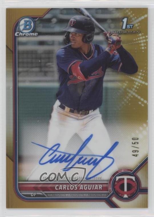 2022 Bowman Chrome Prospect Gold Refractor 49/50 Carlos Aguiar #CPA-CA Auto