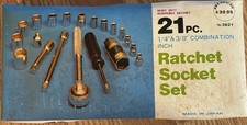 Rachet Socket Set 1980s New Old Stock 21 Pc. 14 38 Combination Retail 40