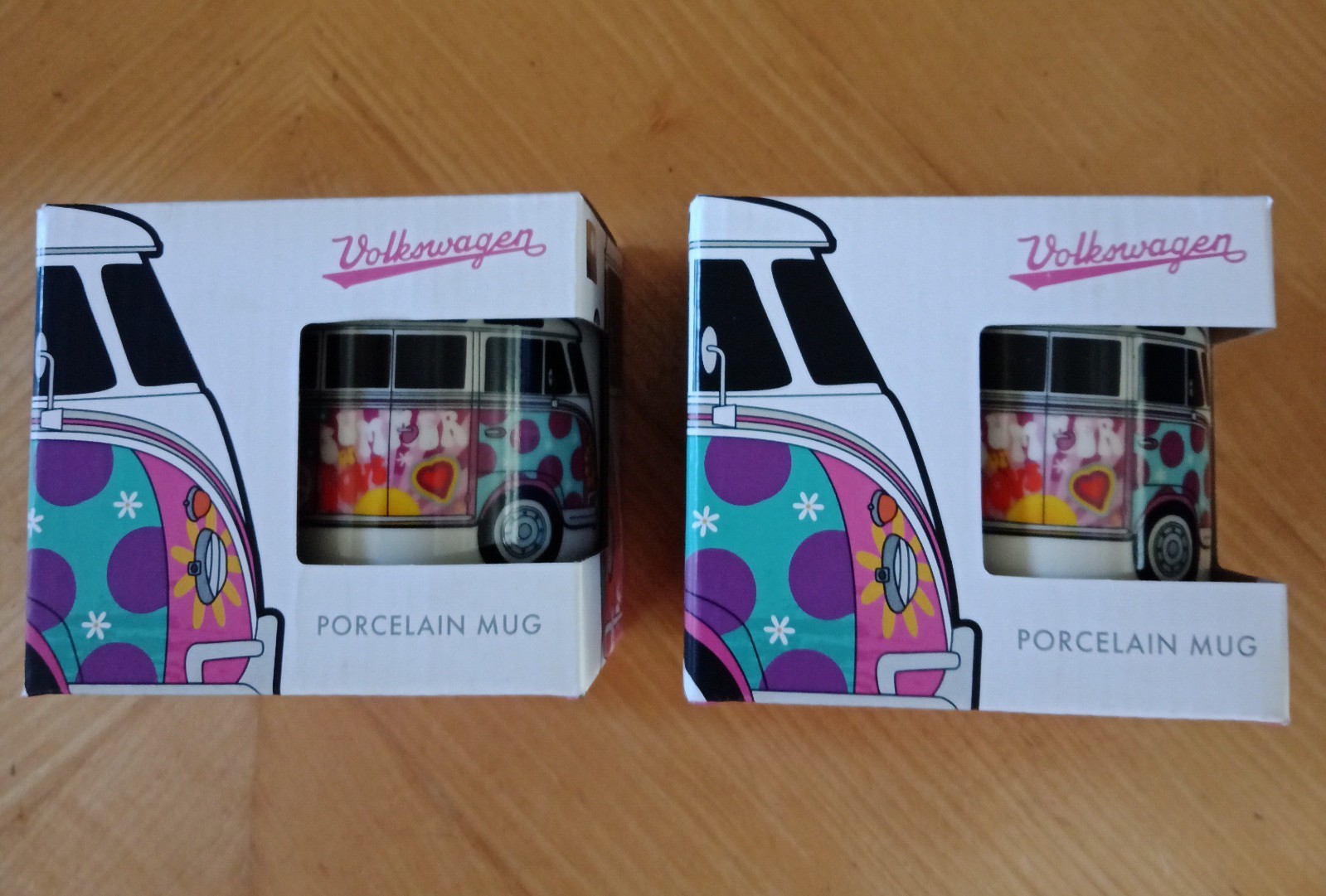 Tasse VW Volkswagen émaillée style : Pack de 4 tasses résistantes aux motifs Combi