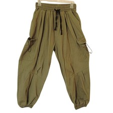 Wide Leg Cargo Pants Baggy Oversized Elastic Band Waist Size 2