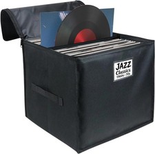 Vinyl Record Storage Box Waterproof Organizer Holds 90 12 Inch Albums Lid Handl