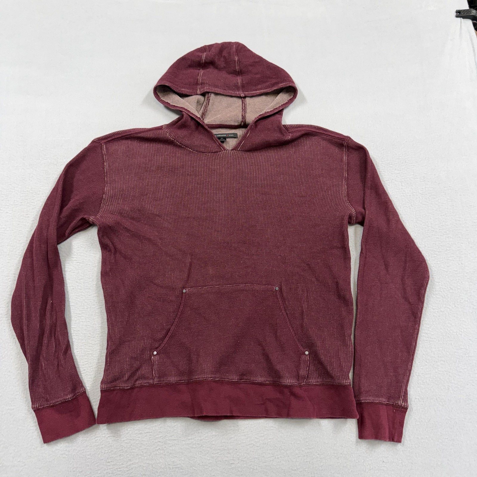 John Varvatos U.S.A. Hoodie Mens small Red Thermal Knit Pullover youth XL