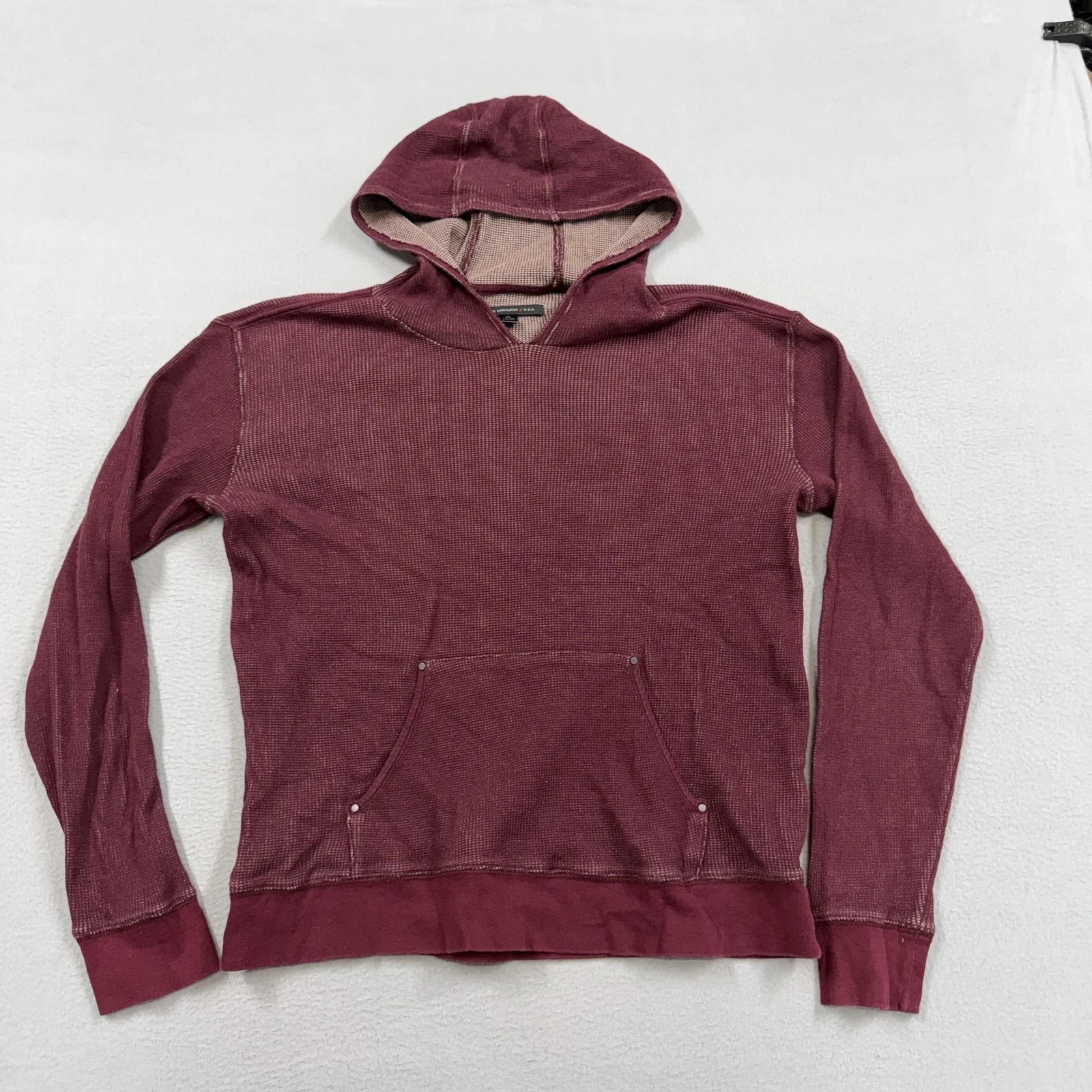 John Varvatos U.S.A. Hoodie Mens small Red Thermal Knit Pullover youth XL