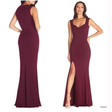 New Dress The Population Monroe Side Slit Gown Dress Burgundy Size Small