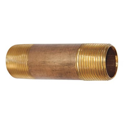 Zoro Select 462-080 3/8'' Mnpt X 8'' Tbe Red Brass Pipe Nipple Sch 40, 462-080