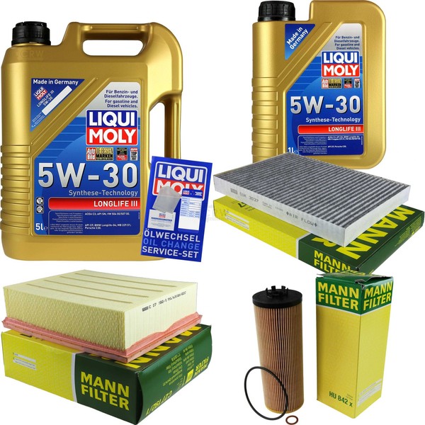 Mann Inspektionspaket 6L Liqui Moly Longlife III 5W-30 FüR Audi A4 Avant 2.5 TDI-image
