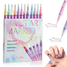 12 Colors Nail Art Pens Set, Nail Art Marker, Nail Doodle Pens, 0.5 MM Nail