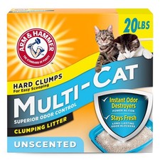 Multi-Cat Clumping Litter Unscented Natural Clay 20 Pound Large Volume