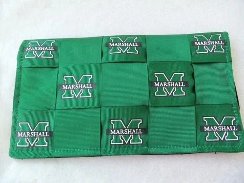 Marshall University Green Wallet Small Clutch!  SNAP CLOSURE!  CLOTH!  TESSUTA