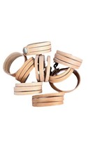 8 Tan Leather Triple-Band Bracelets w/ Silver Snap Closures BOHO FESTIVAL style