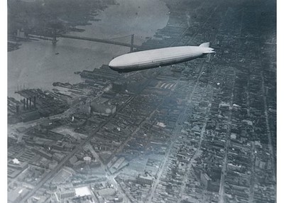 1928 Graf Zeppelin LZ-127 Airship Over New York City Glass Plate Negative OOAK