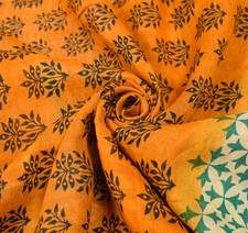 Sushila Vintage Floral Orange Saree 100 Pure Cotton Printed Soft Craft Fabric