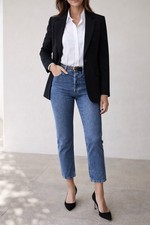 Everlane the Original Cheeky Crop Jeans Women  s 26 Blue High Rise Business Pants