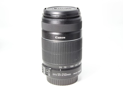 Canon EF-S 55-250mm F/4-5.6 IS II Autofocus Zoom Lens w/ Caps Tested & Working