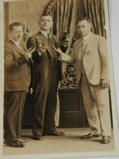 THree Men all SHowing their Gang SIgn Whisky Real Photo Postcard RPPC circa 1905