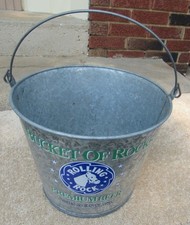 Rolling Rock Premium Beer Metal Bucket Of Rocks Latrobe PA 1992 VG Cond W/Handle