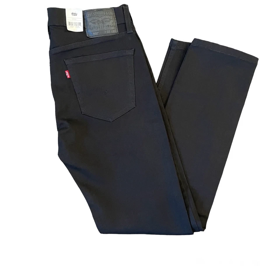 LEVI'S Genuine LEVIS Mens 502 Regular Taper Fit Black Stretch Jeans