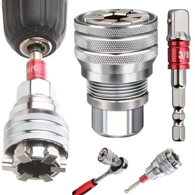 1Set Adjustable 38 Drive Hex Wrench Adapter Kit 10 19mm Universal Tool Set