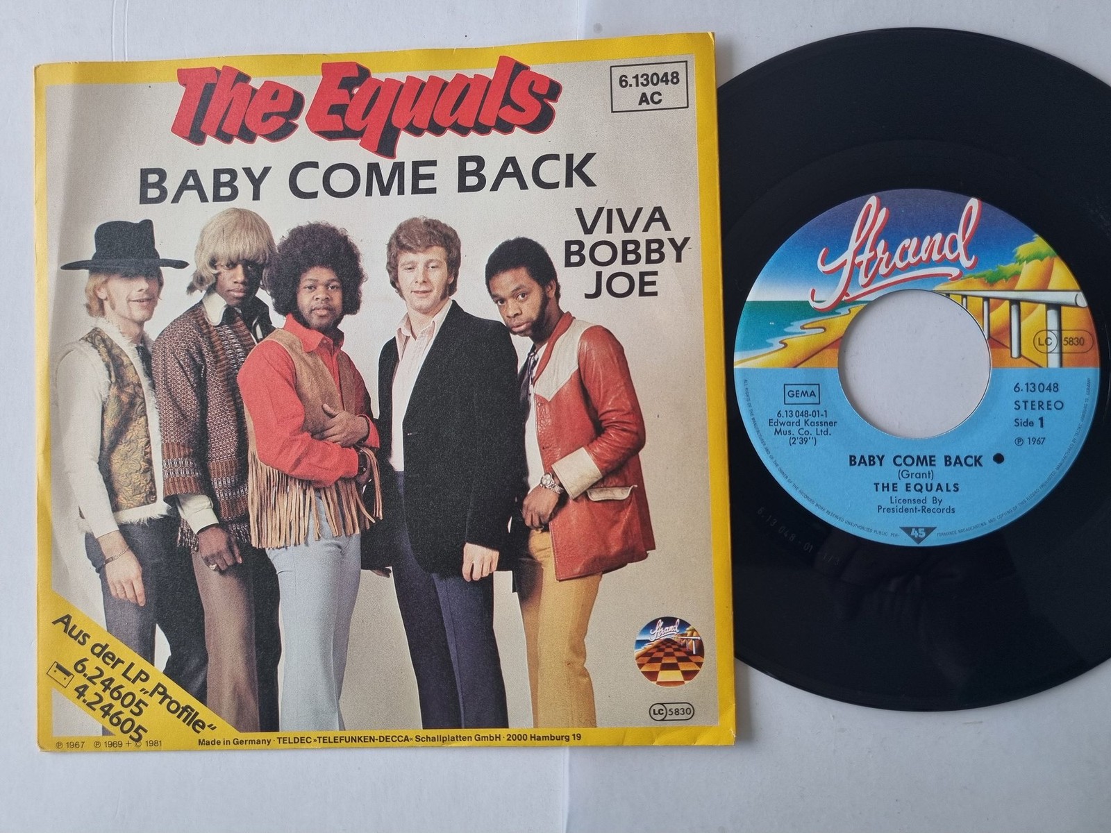 The Equals - Baby Come Back/ Viva Bobby Joe 7'' Vinyl Germany