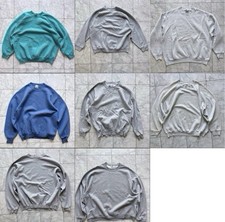 Vintage Lot 8 Blank Vintage Sweatshirts Wholesale Bundle Raglan Sleeve Grey Blue