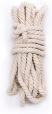 50 Feet 0.6" / 15 Mm Natural Triple-Strand Twisted Cotton Rope