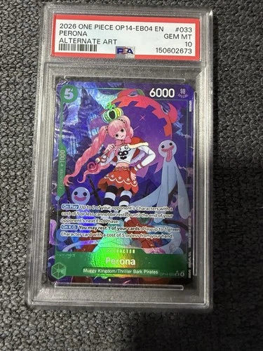 One Piece CCG Perona Alternate Art OP14-033 Azure Sea's Seven PSA 10 GEM MINT 💎