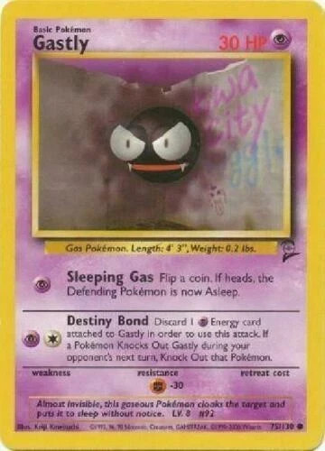 Gastly 75/130 Pokemon Card Base Set 2 Common LP
