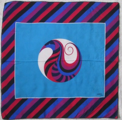 Foulard Vintage En Soie 100% - Dimensions 74x77 Cm, Couleur Bleue - Occasion, Style Tour De Cou