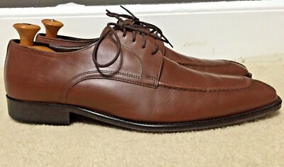 A Testoni Basic Oxford Dress Shoes Apron Split Toe Brown Leather Mens Size 11
