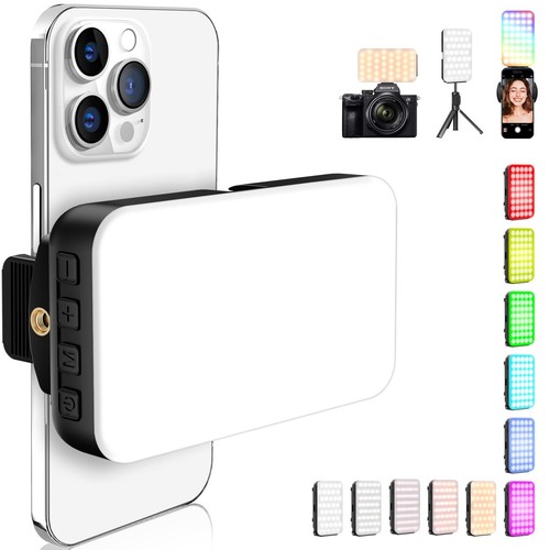 Light, Selfie Light for iPhone, High Power Rechargeable RGB Light for Video R...