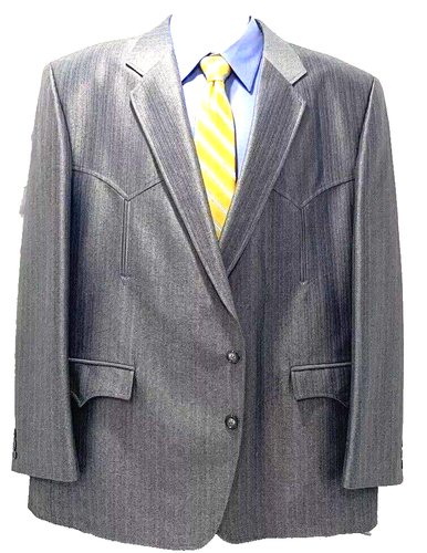 Circle S Western Sport Coat Gray Metallic Silver Rockabilly Cowboy 50R