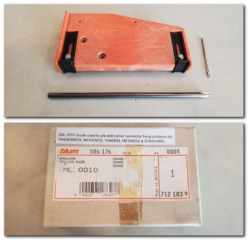 Blum ZML.0010 Metabox Drilling Guide Template for Corner Connectors.
