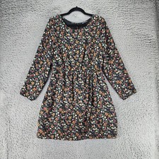 J. Crew Mercantile Dress Womens 12 Black Floral Print Tulip Hem Midi *GUC*