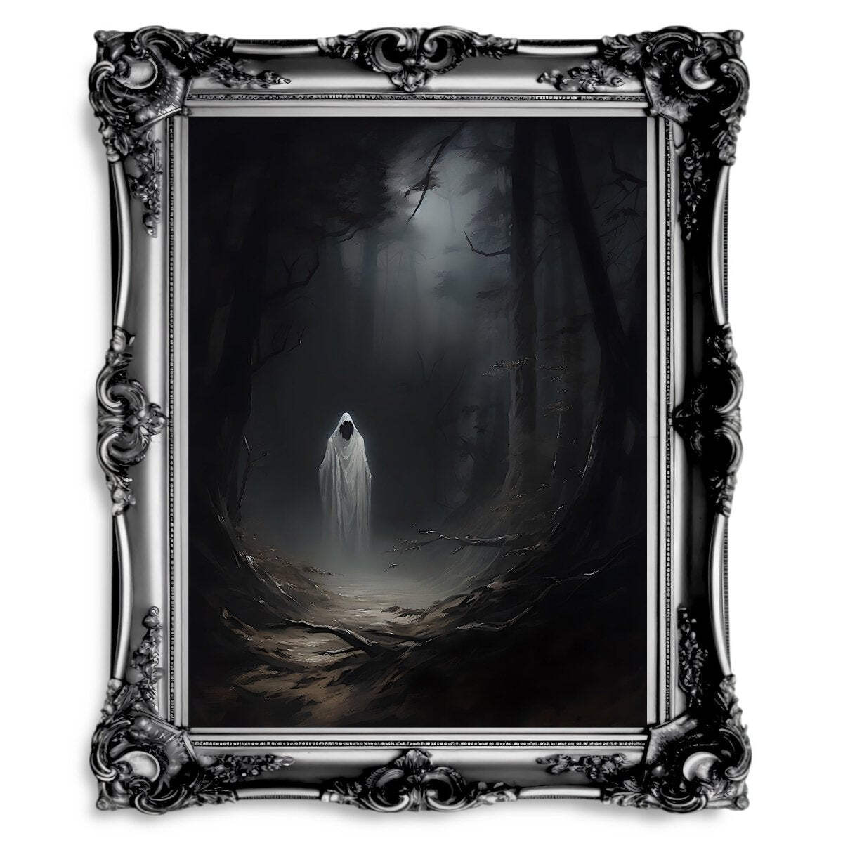 Ghost Haunting Woodland Gothic Wall Art Dark Academia Oil Painting
