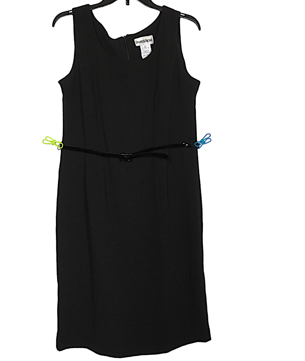 knee length dresses for ladies Black High Neck Shift Midi Dress for work with grey panelling and zip –  Miss Métier