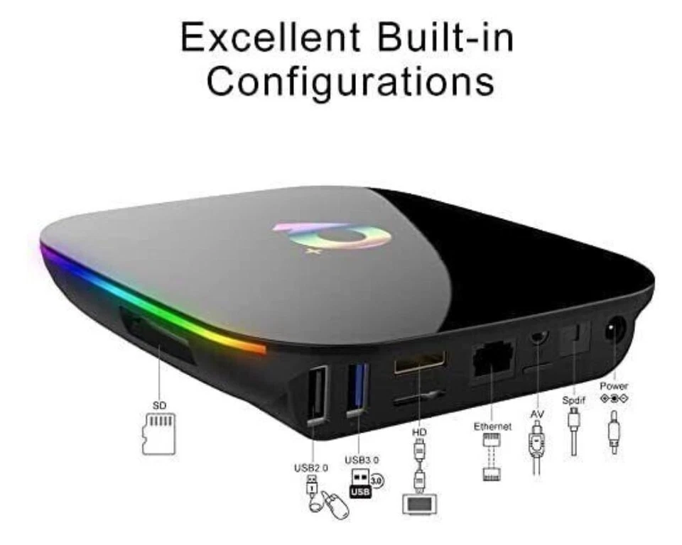 Android Smart TV Box Q Plus 12.0 WiFi 5G 8K QuadCore Full HD Ram 8GB + 128GB Rom - Immagine 2 di 4