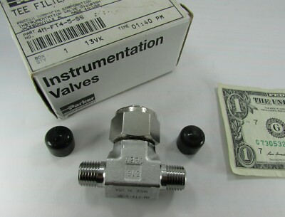New Parker Tee Filters 6000 PSI 1/4'' Male NPT 316 Stainless 5 Micron 4M-FT4-5-SS