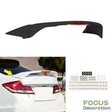 Matte Black Trunk Spoiler W/ Led For Honda Civic 2012 2013-2015 Sedan Si Style