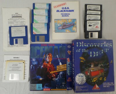 Codename Iceman,Sub Battle,NAVCOM 6,Discoveries of the Deep,IBM PC 3.5 Disk Lot
