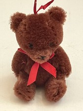 Dakin Brown Bear Plush Ornament 3.5 Inch Wool 1985 Stuffed Animal Toy